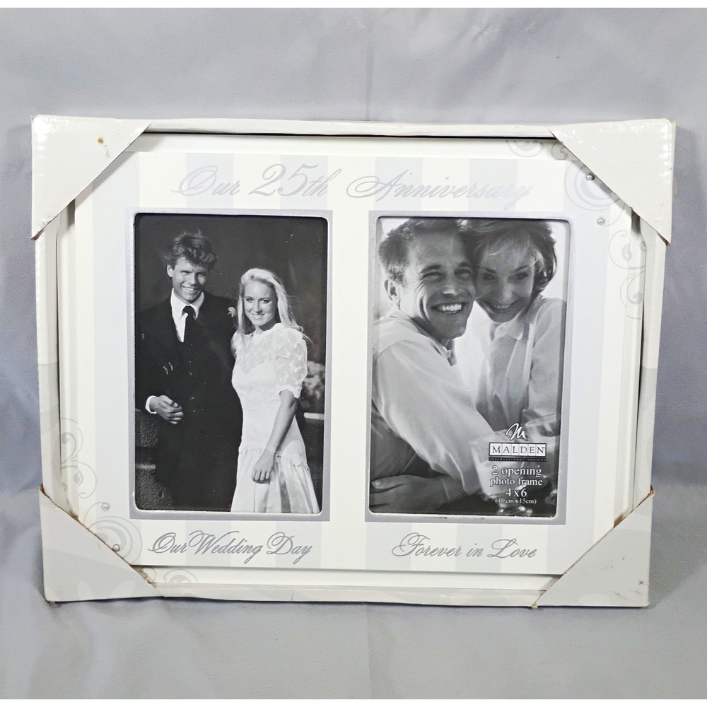 Malden 25th Anniversary Picture Frame Then and Now Double 2 Opening 4x6